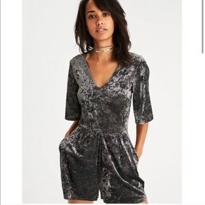 Olive Green Velvet Romper